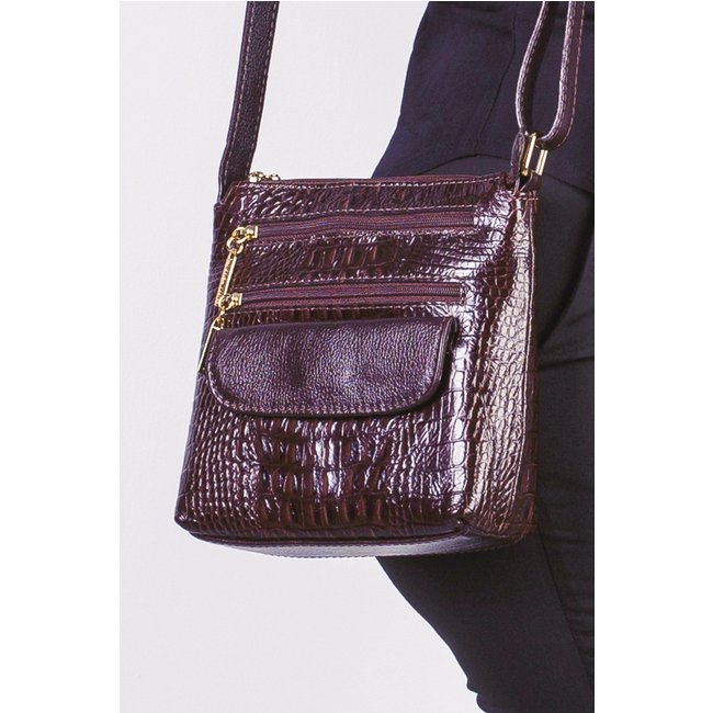 Bolsa transversal de couro croco Maura - Marsala