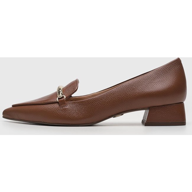 Scarpin Feminino Jorge Bischoff Bico Fino Salto Bloco Marrom