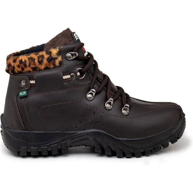 Coturno Feminino Bota Adventure Com Solado Costurado Café Onça