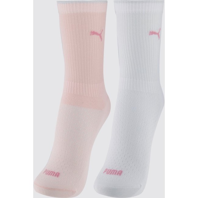Kit Meia Puma Cano Longo 2 Pares Feminina Branca e
