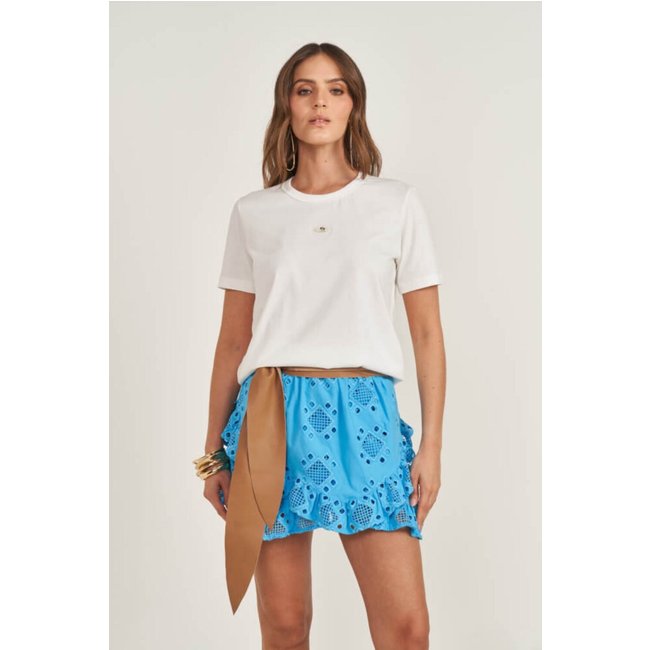 Camiseta Feminina Basic Com Placa Em Logo Colcci Off Shell