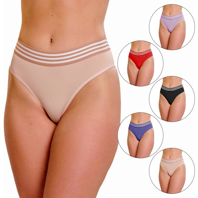 Kit 5 Calcinha Gabi Lingerie Cós Cueca Feminina Modelagem Leve Confortável Moda Íntima Multicolorido