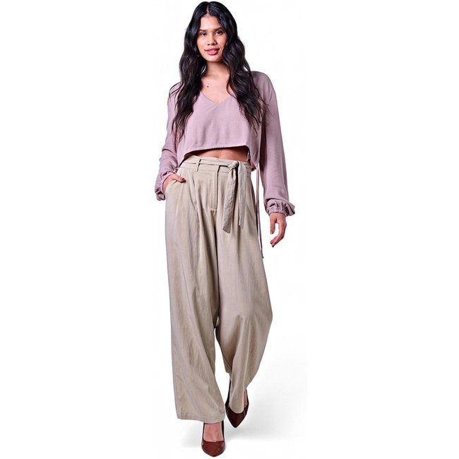 Blusa Feminina Viscose Manga Longa Mescla Khaki Incolor