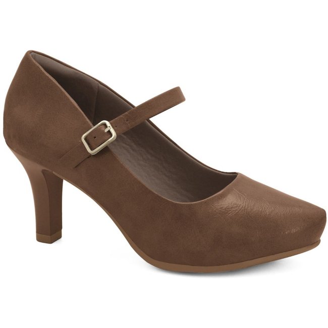 Sapato Feminino Boneca Salto Médio Meia Pata Comfortflex 2685302 - Capuccino