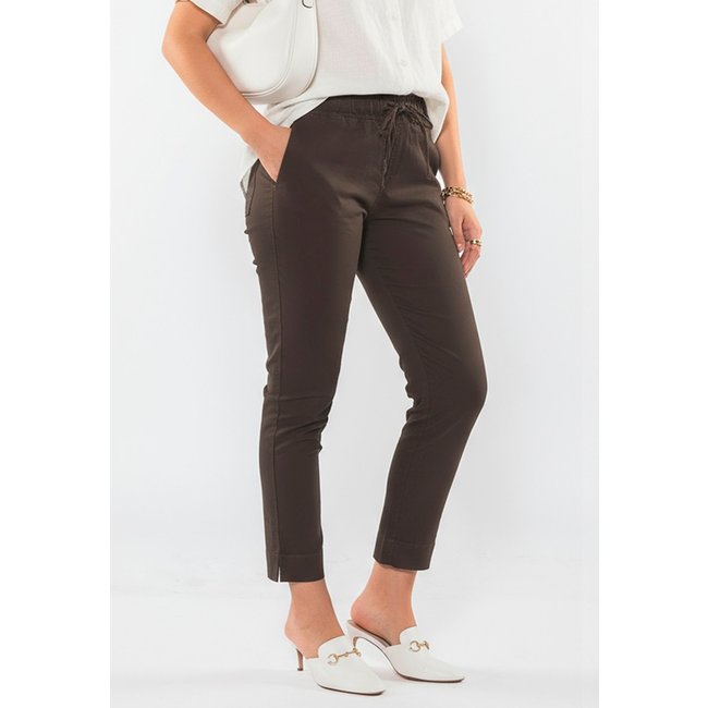 Calça Sarja Feminina Cintura Alta com Elastano e Amarração Conforto e Estilo Casual Verde Militar