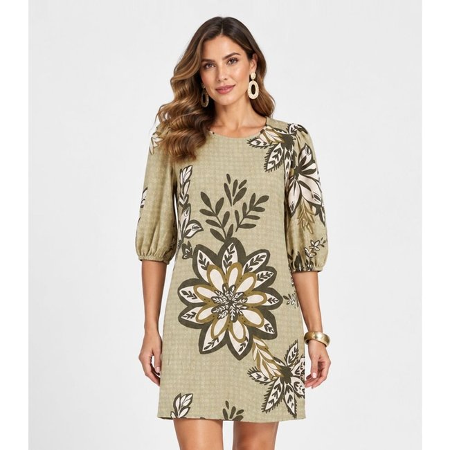 Vestido Midi Com Manga Flare 3/4 Infinita Cor Verde