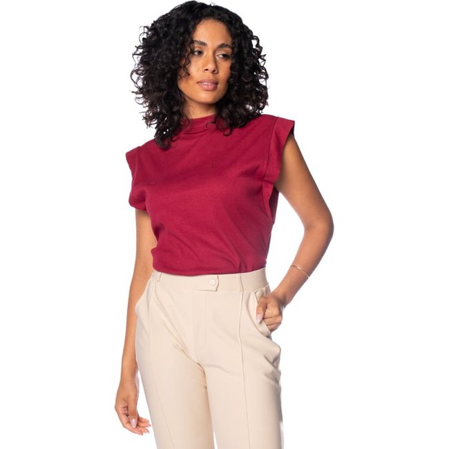 Blusa Feminina LZT Canelada Gola Alta Vinho