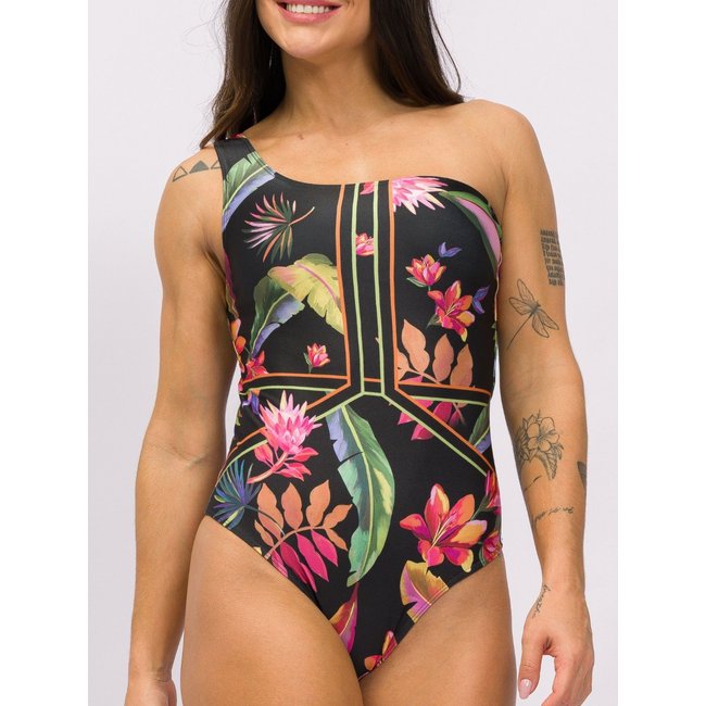 Maiô Body Feminino Ombro Estampa Litoral Mula Manca Cavado