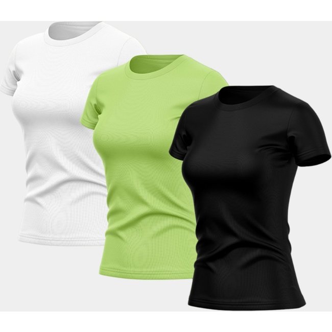 Kit 3 Camisetas Manga Curta Feminina Dry Básica Lisa Proteção Solar UV Térmica Blusa Academia Esporte Camisa
