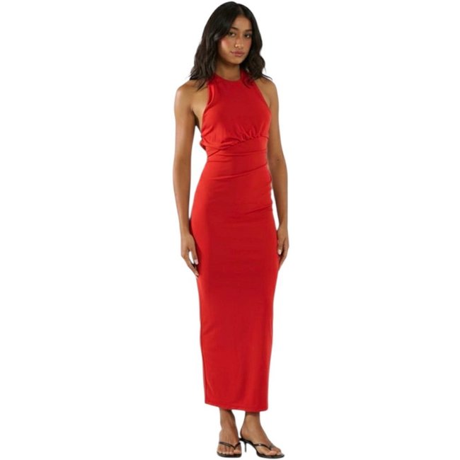 Vestido Slim Midi Decote Costas Colcci CLC Vermelho Temper