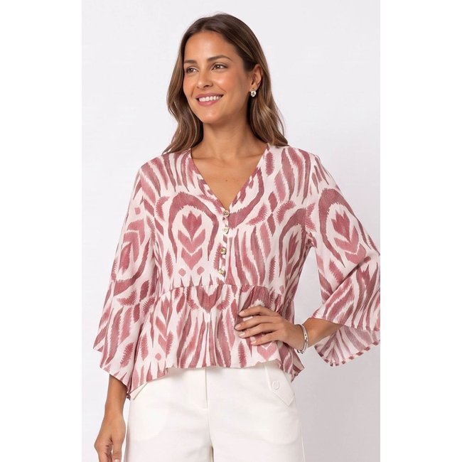 Blusa Feminina Ampla Estampa Digital Marialícia Rosa