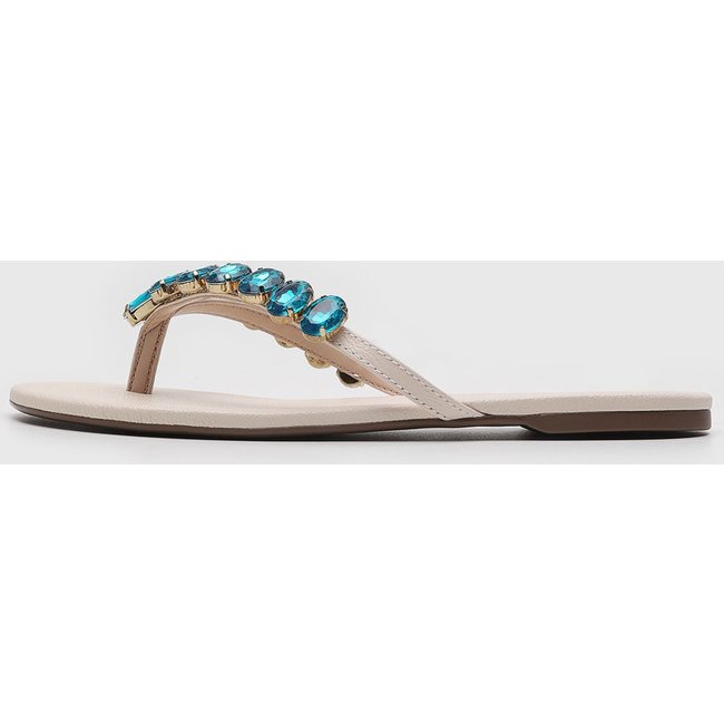 Rasteira Feminina Jorge Bischoff Pedrarias Off-White