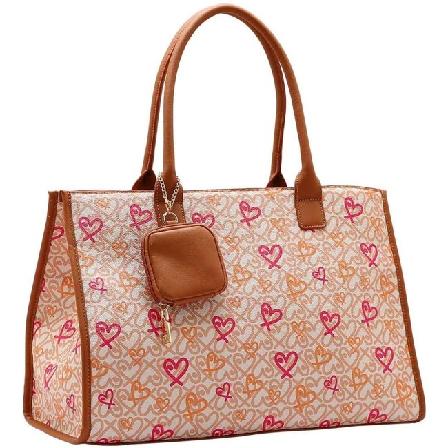 Bolsa Feminina Chenson Original Classic Heart Com Suporte Mala de Bordo Bege 3484988