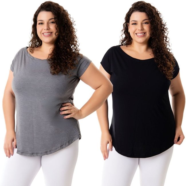 Kit 2 Blusa Feminina Academia Plus Size