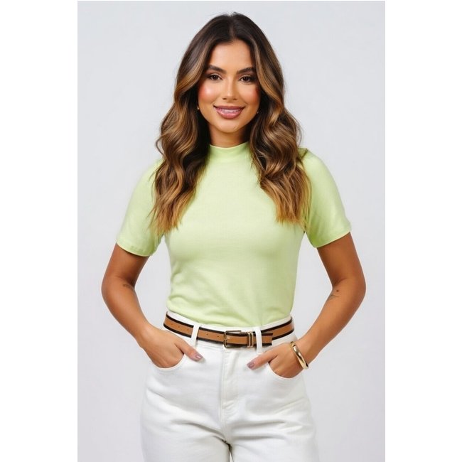 Blusinha D Bell Outlet Fashion Gola Alta Verde Chá