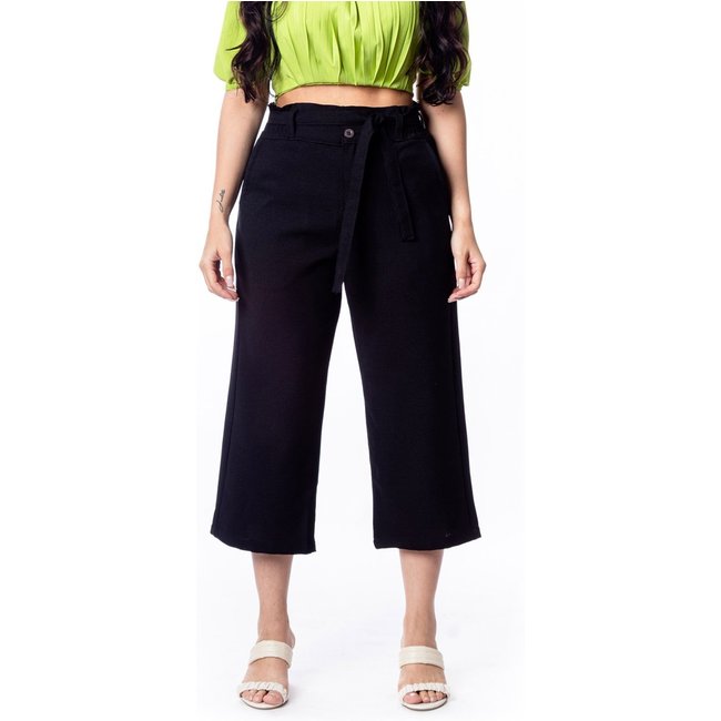 Bermuda Pantacourt Restrito Jeans Cós com Laxtex - PRETO