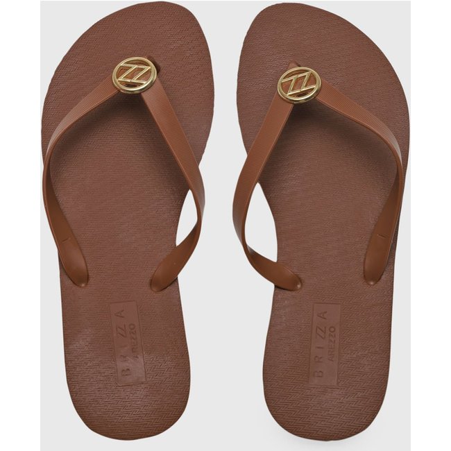 Chinelo Dedo Feminino Brizza Arezzo Detalhe Metálico Marrom