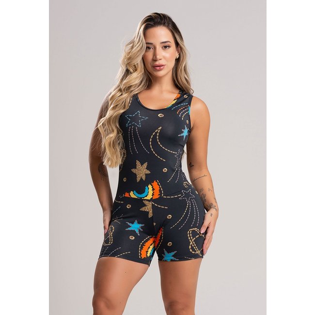 Macaquinho MVB Modas Liso Suplex Fitness Academia Curto Cosmic