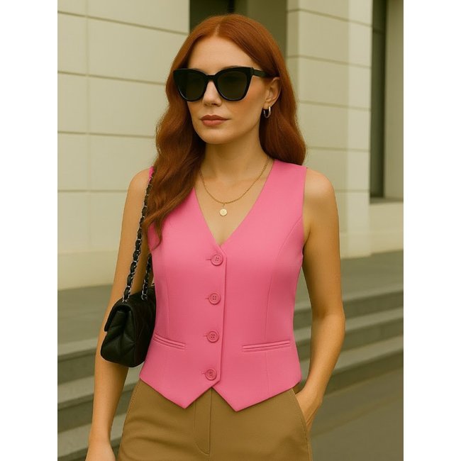 Colete Feminino CKF Wear Alfaiataria Rosa