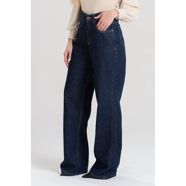 Calça Jeans Wide Leg Jeans Escuro