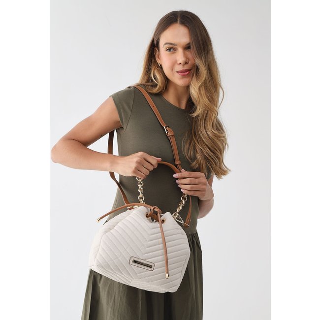 Bolsa Feminina Jorge Bischoff Matelassê Chevron Off-White
