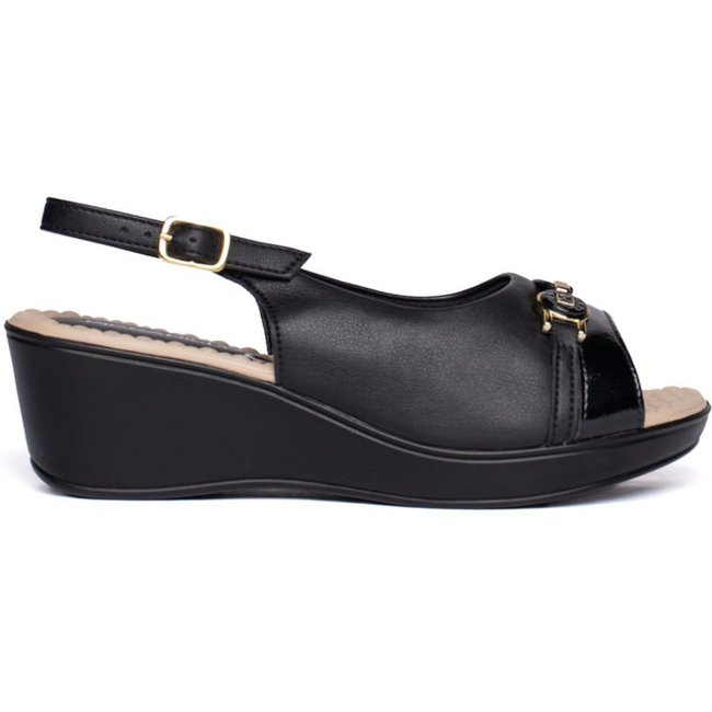 Sandália Feminina Piccadilly Slingback Wide Fit Preto