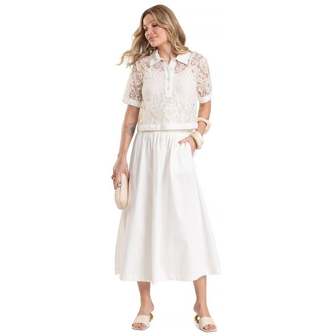 Conjunto Camisa com Blusa de Alça Feminina Dianna Bege