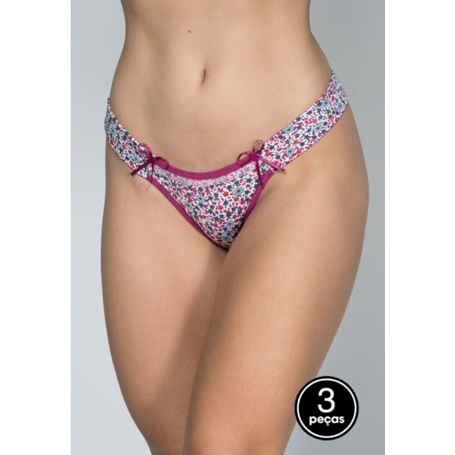 Kit 3 Calcinha Tanga Juliana Bella Fiore Modas Multicolorida