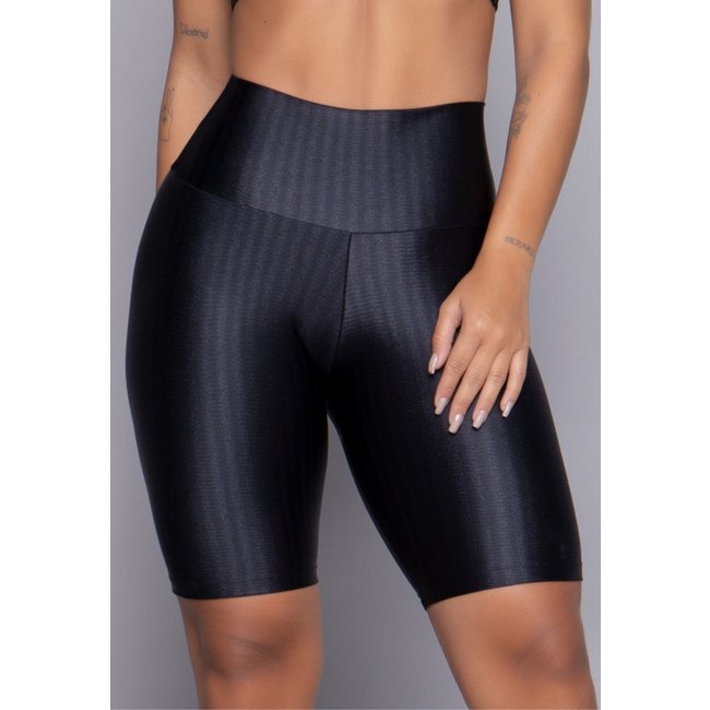 Bermuda New Zig Ciclista Fitness 3D Ikat Feminina Preto