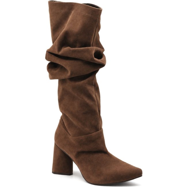Bota Slouch Cano Alto Camurça Marrom Moda Inverno 23021 Hannah Footwear