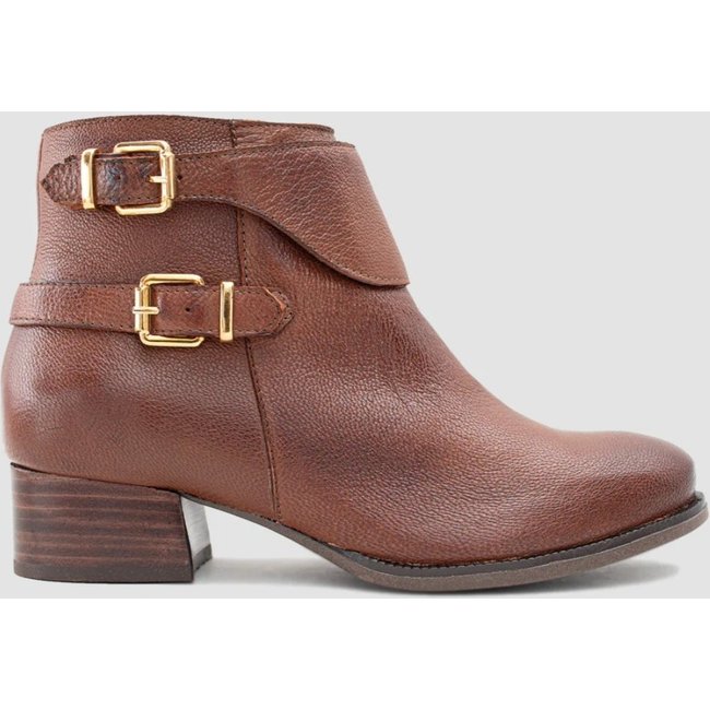 Bota Cano Curto Fivela Couro Marrom CBK