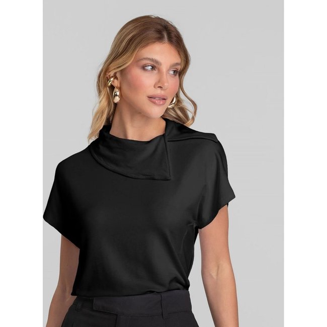 Blusa Feminina Com Gola Diferenciada Dianna Preto