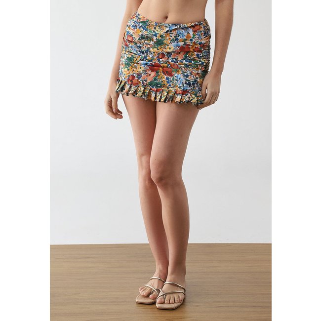 Mini Saia Feminina FARM Camponesa Floral Multicolorida