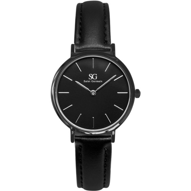 Relógio Feminino Preto Pulseira De Couro Murray Full Black 32mm