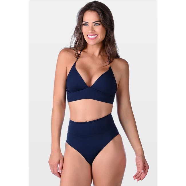 Biquíni Summer Soul Cropped Com Bojo Hot Pants Azul Escuro