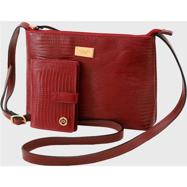 Kit Bolsa e Carteira Couro Mariart 2190MRT + 237MRT Vermelha