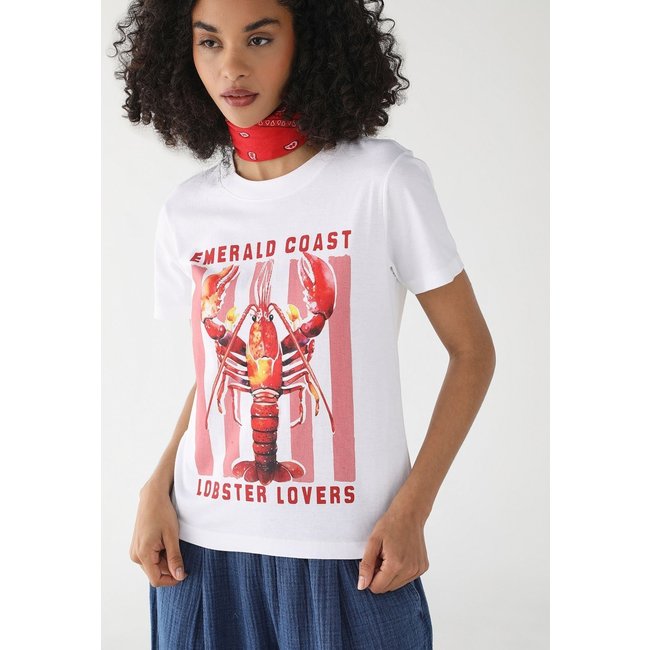 Camiseta Feminina Fiveblu Estampada Lobster Lovers Off White