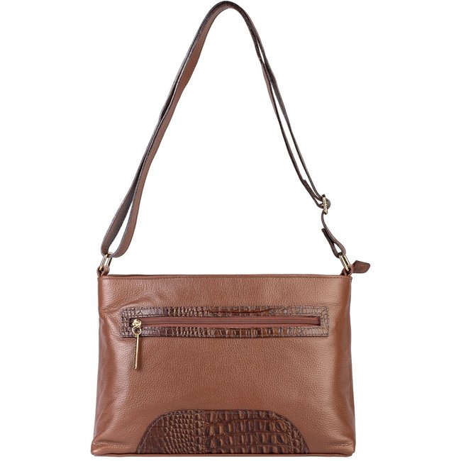 Bolsa Andrea Vinci Transversal De Couro Liso Antonela - Whisky
