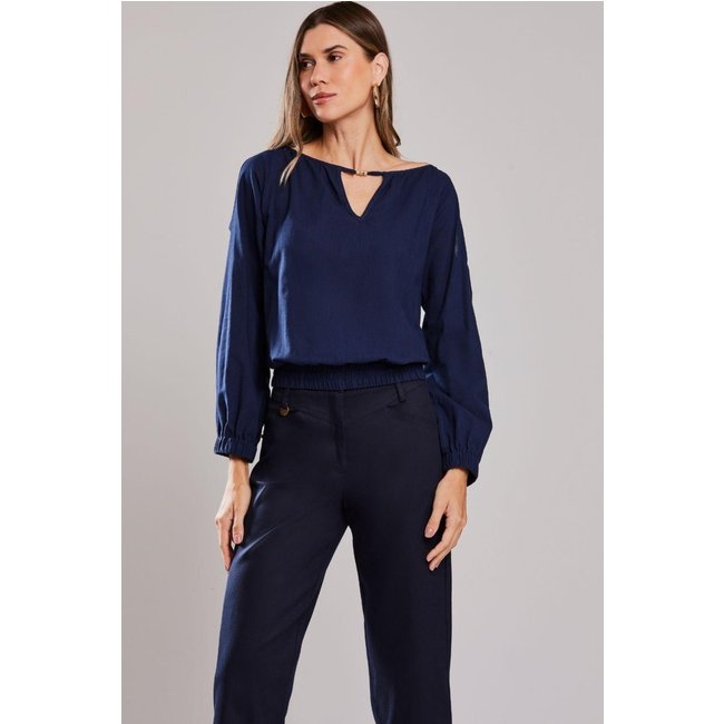 Blusa Bata Rubinella Cotton Slub Galé Marinho