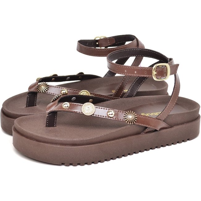 Sandália Feminina Flat Detalhes Em Metal DUBUY 2094FG