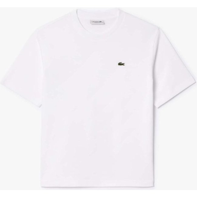 Camiseta Lacoste de Algodão Pima Jersey Leve de Ajuste Relaxado Branco