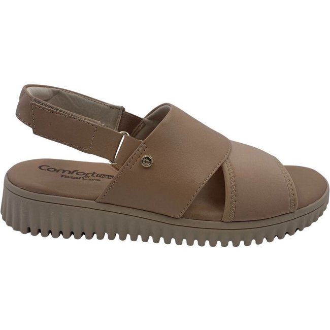 Sandália Total Care Comfortflex Calce Fácil Bege 2449401 - Bege - comfortflex