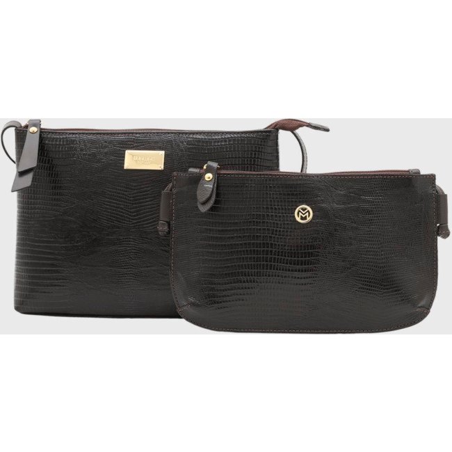 Kit Bolsas Couro Mariart 2190MRT + 201LMRT Café