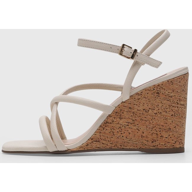 Sandália Feminina Jorge Bischoff Salto Anabela Off-White