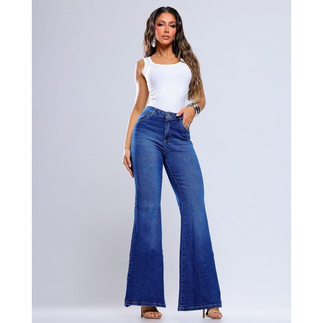 Calça Jeans Maxi Flare Feminina 25105 - Escura Consciência
