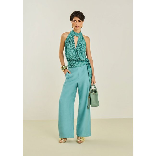 Regata Maria Valentina Solta Gola Alta Cropped Azul