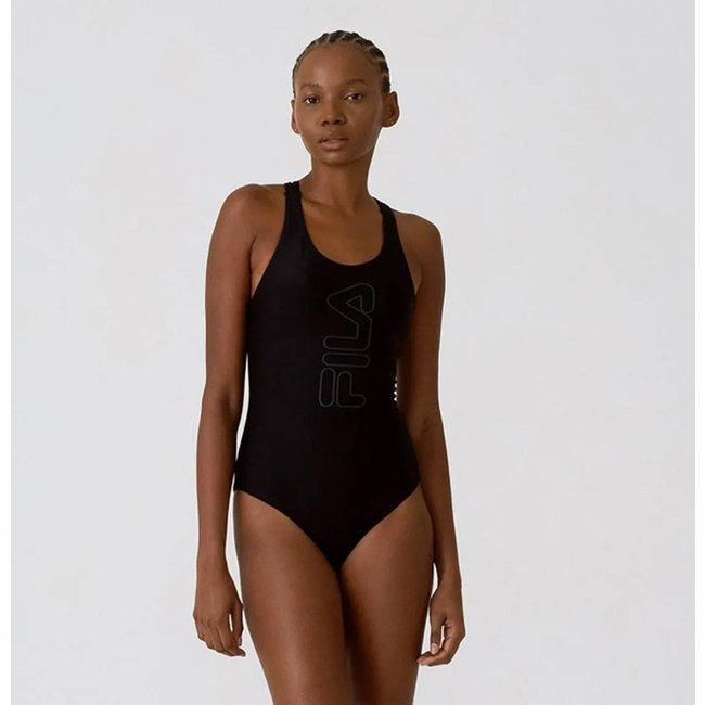 Maiô Fila Tri Logo II Feminino Preto e Cinza
