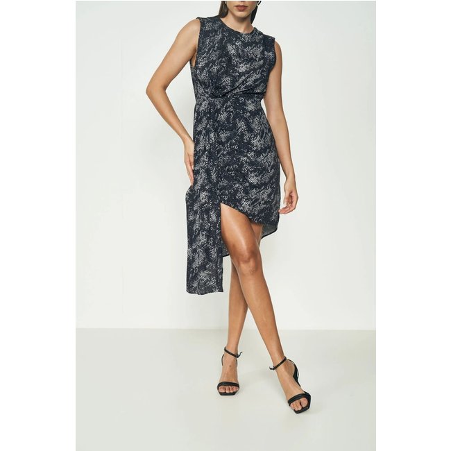 Vestido Assimetrico Estampado Colcci Preto