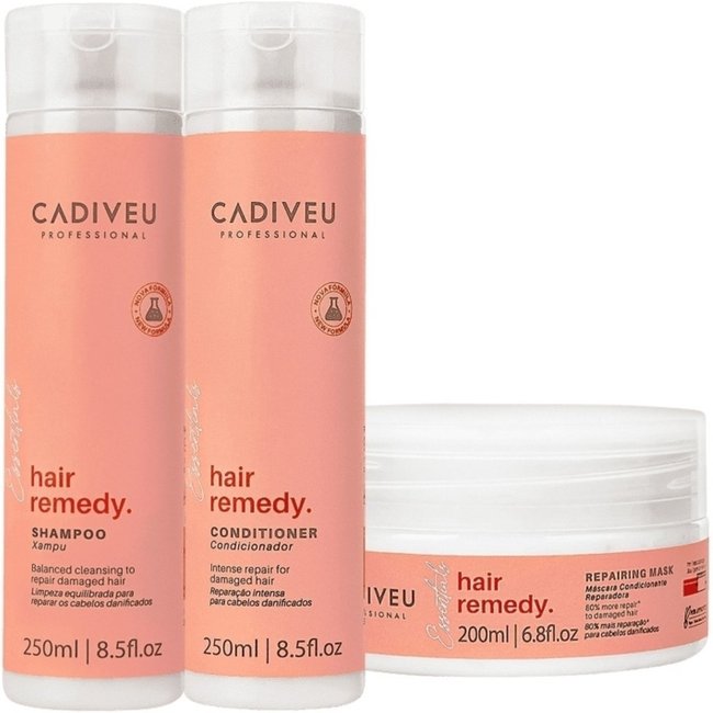 Kit Cadiveu Professional Hair Remedy Shampoo Condicionador e Máscara (3 produtos)