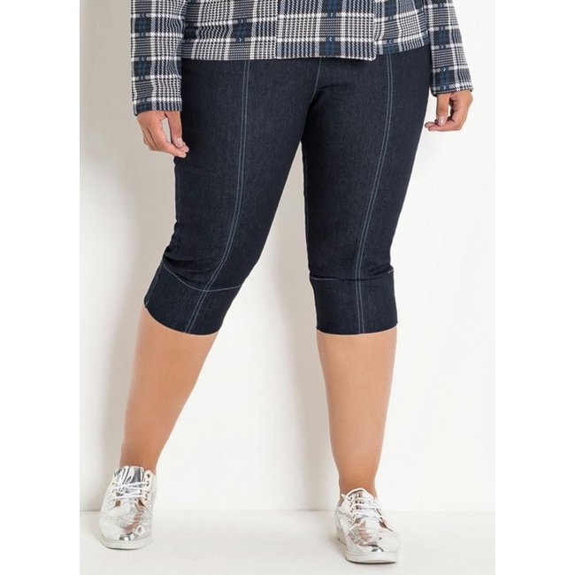 Calça Cropped Plus Size Jeans Marguerite
